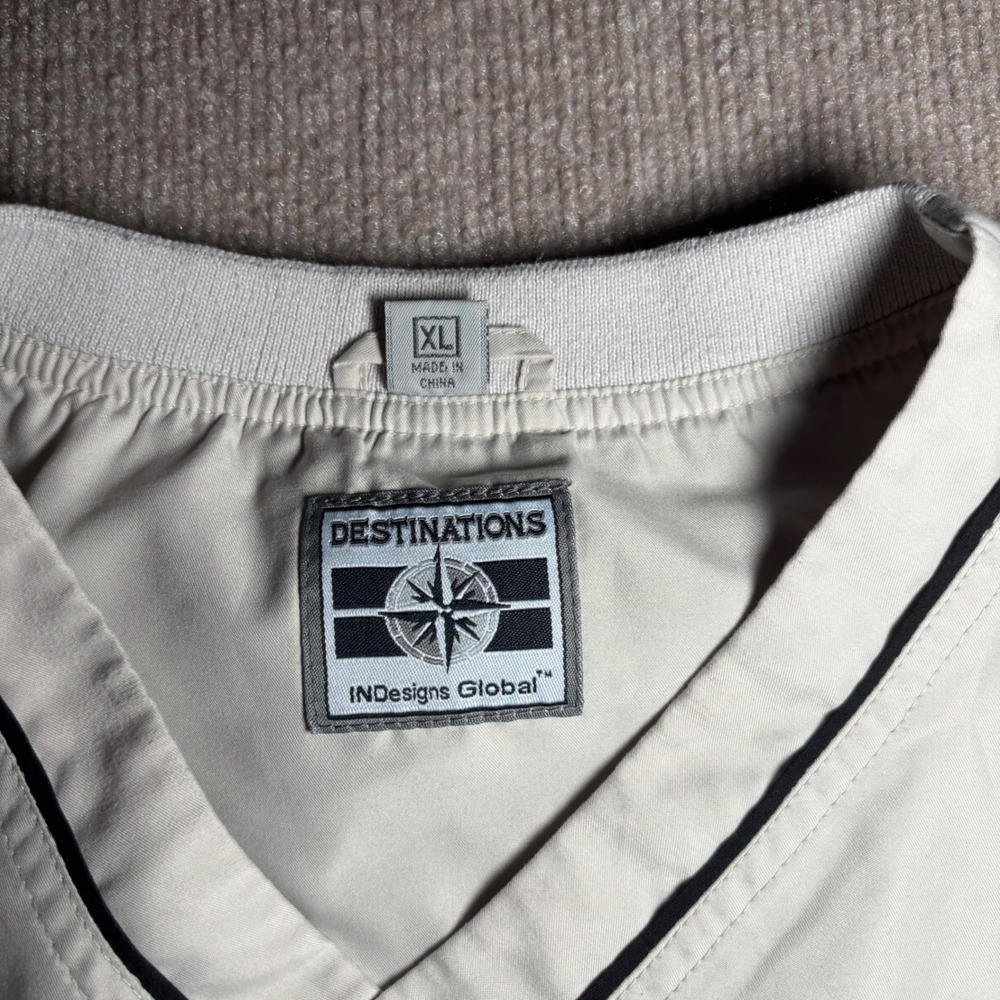 Destinations INDesigns Global Windbreaker Pullover Cream Black V-Neck XL Mens - Picture 3 of 10